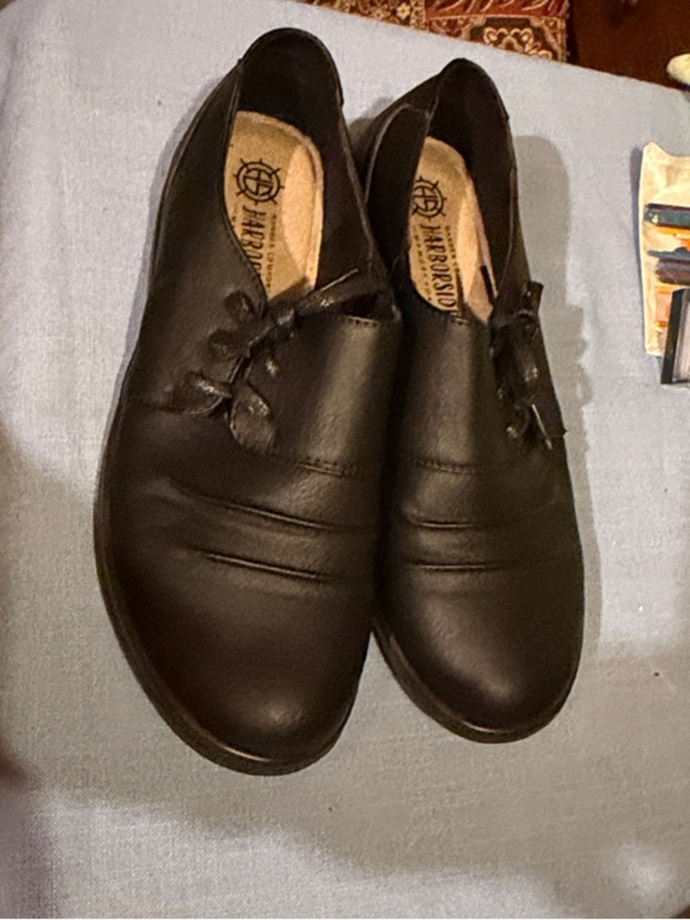 Black Leather Slip-On Comfort Shoes harborsides- new without tags.